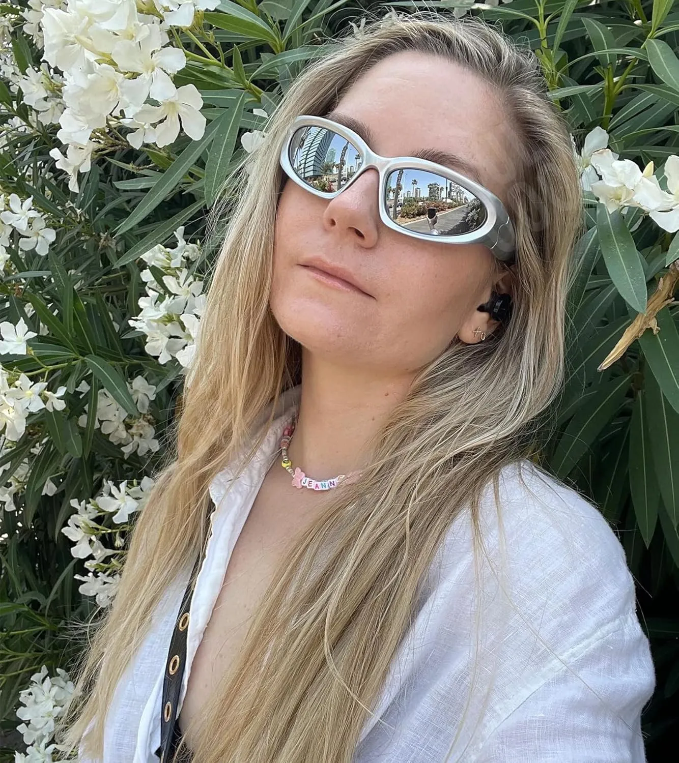 NULOOQ Wrap Around Sunglasses for Women Men – Trendy Swift Y2K Oval Sport Shades Silver Futuristic Sunglasses