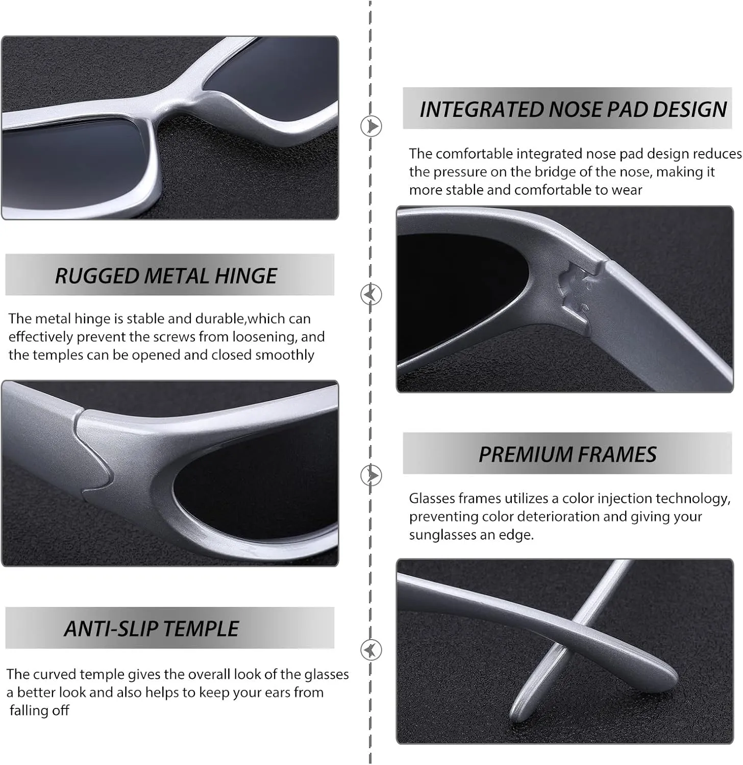 NULOOQ Wrap Around Sunglasses for Women Men – Trendy Swift Y2K Oval Sport Shades Silver Futuristic Sunglasses