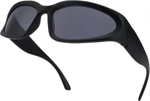 NULOOQ Wrap Around Sunglasses for Women Men – Trendy Swift Y2K Oval Sport Shades Silver Futuristic Sunglasses