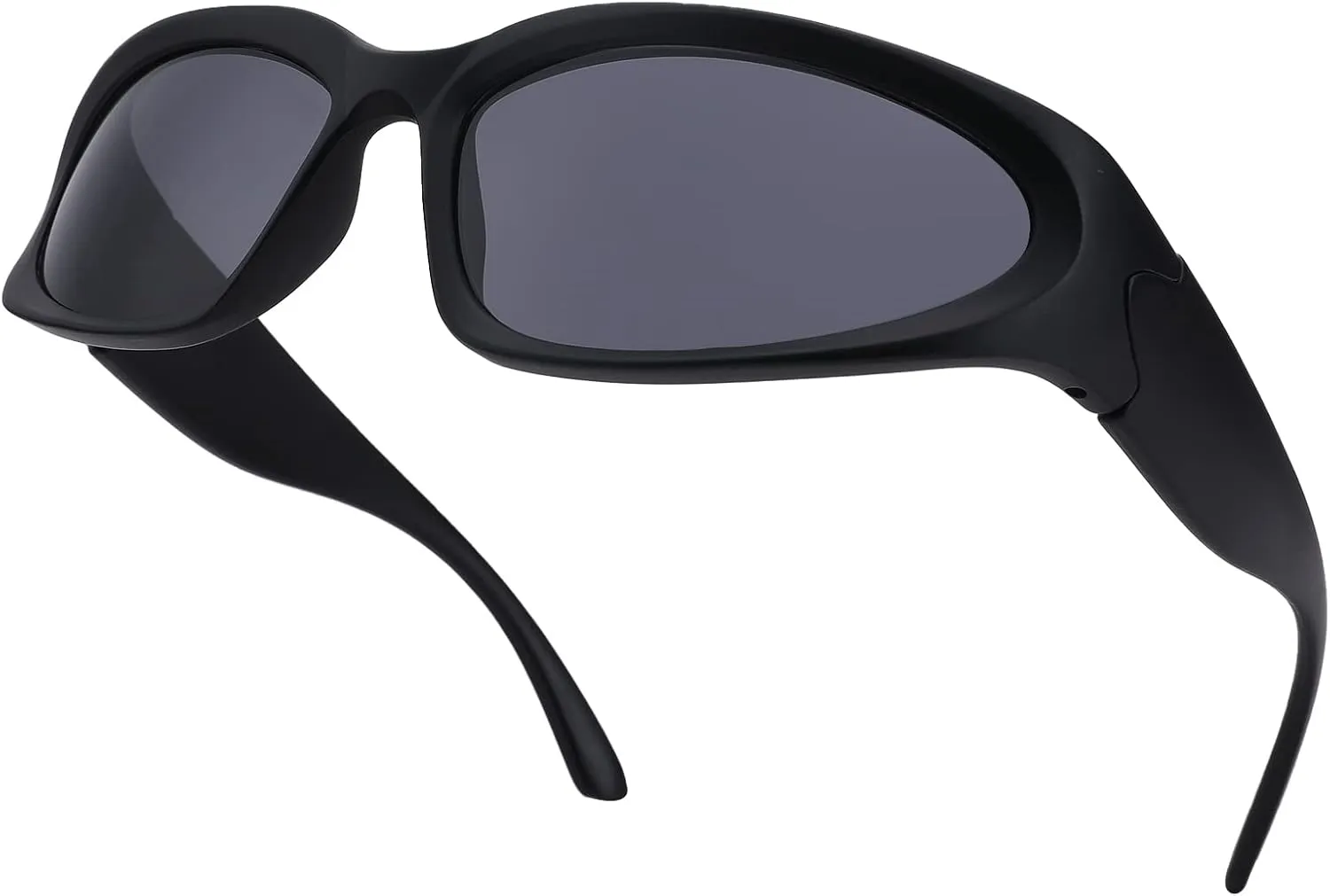 NULOOQ Wrap Around Sunglasses for Women Men – Trendy Swift Y2K Oval Sport Shades Silver Futuristic Sunglasses