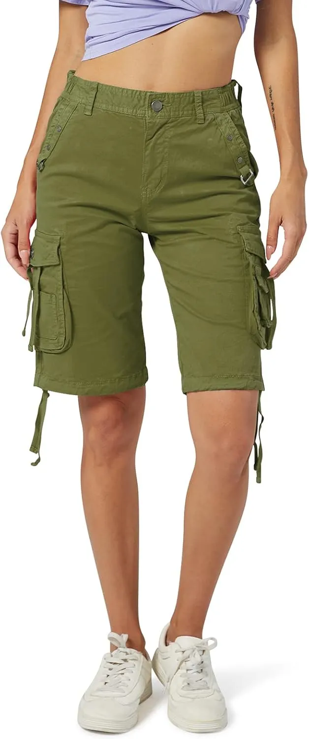 OCHENTA Women's Cargo Shorts with Multi Pockets Casual Bermuda Hiking Shorts