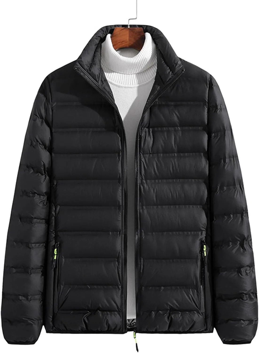 Packable Puffer Jackets for Men Warm Lightweight Winter Puffy Jackets Water Repellent Windproof Insulated Down Coat