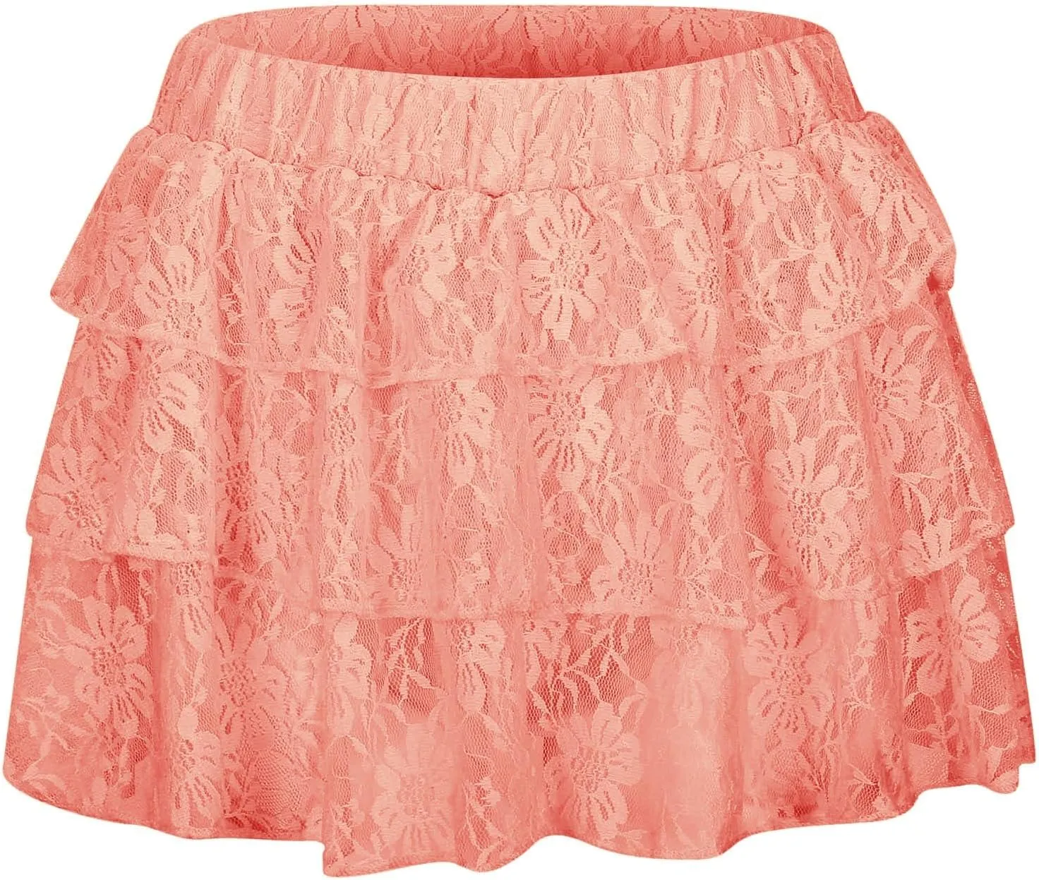 Pleated Skirts for Women Low Rise Lace Mesh Ruffle Hem A-Line Y2K Sexy Mini Skirts for Girls Fashion Trendy Streetwear