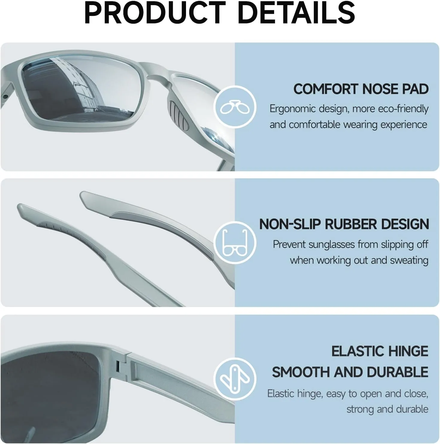 Polarized Sport Sunglasses for Men Women, Ideal for Driving Fishing Baseball and Running, TR90 Unbreakable Frame