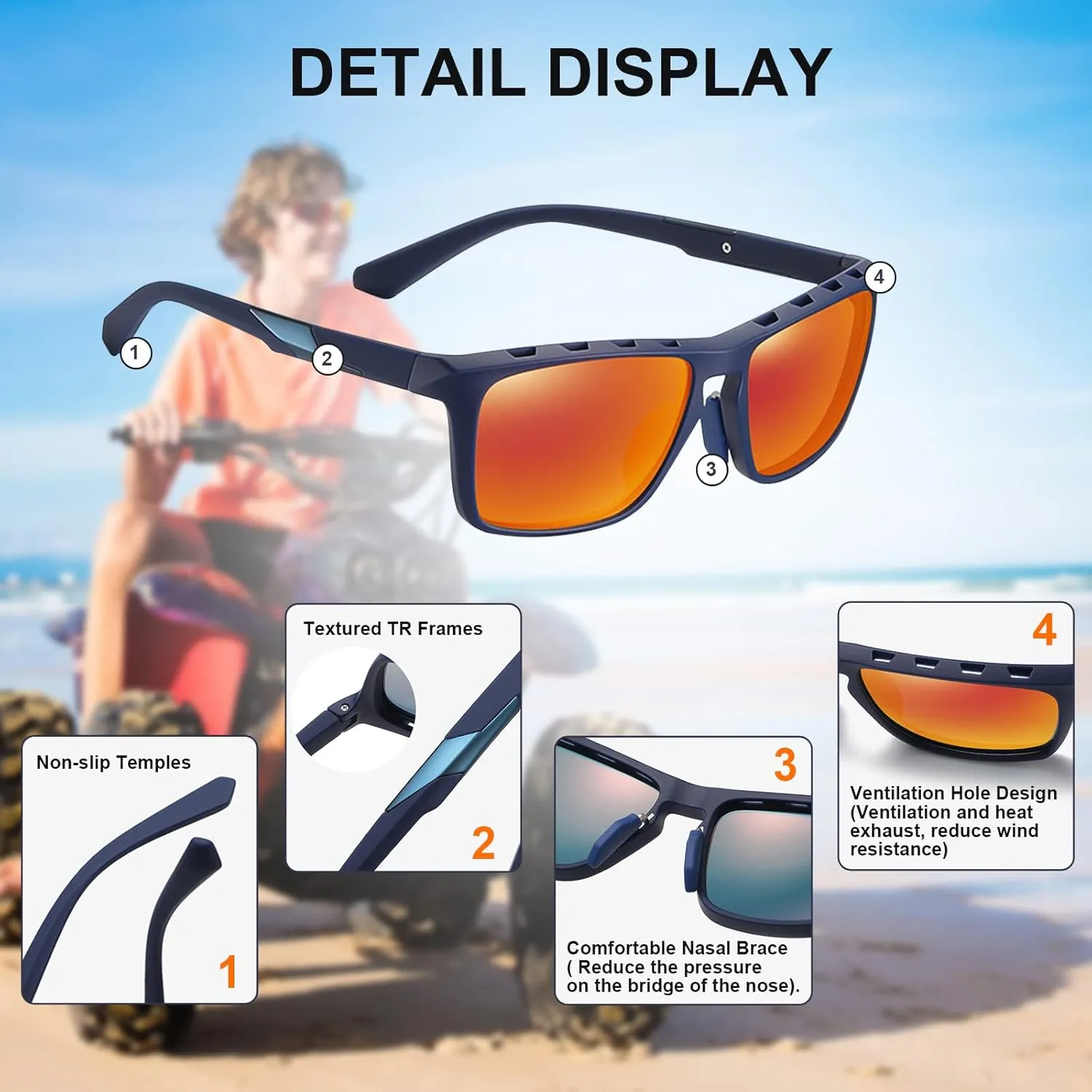 Polarized Sports Sunglasses Motorcycle Riding Glasses Goggles for Women Men