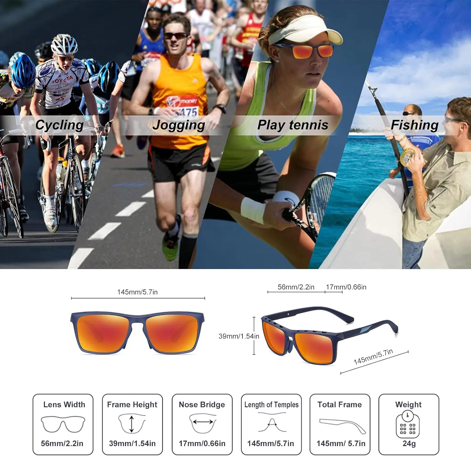 Polarized Sports Sunglasses Motorcycle Riding Glasses Goggles for Women Men
