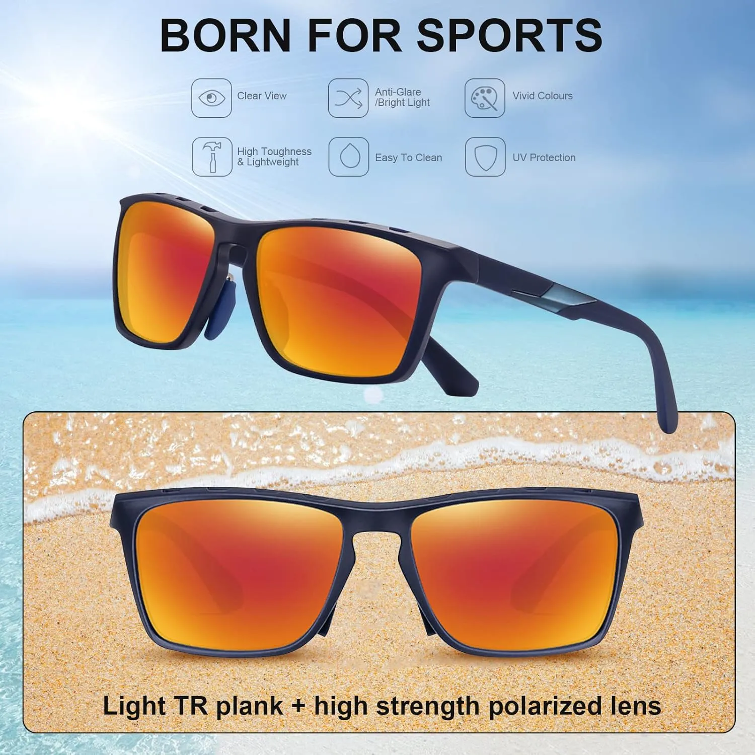 Polarized Sports Sunglasses Motorcycle Riding Glasses Goggles for Women Men