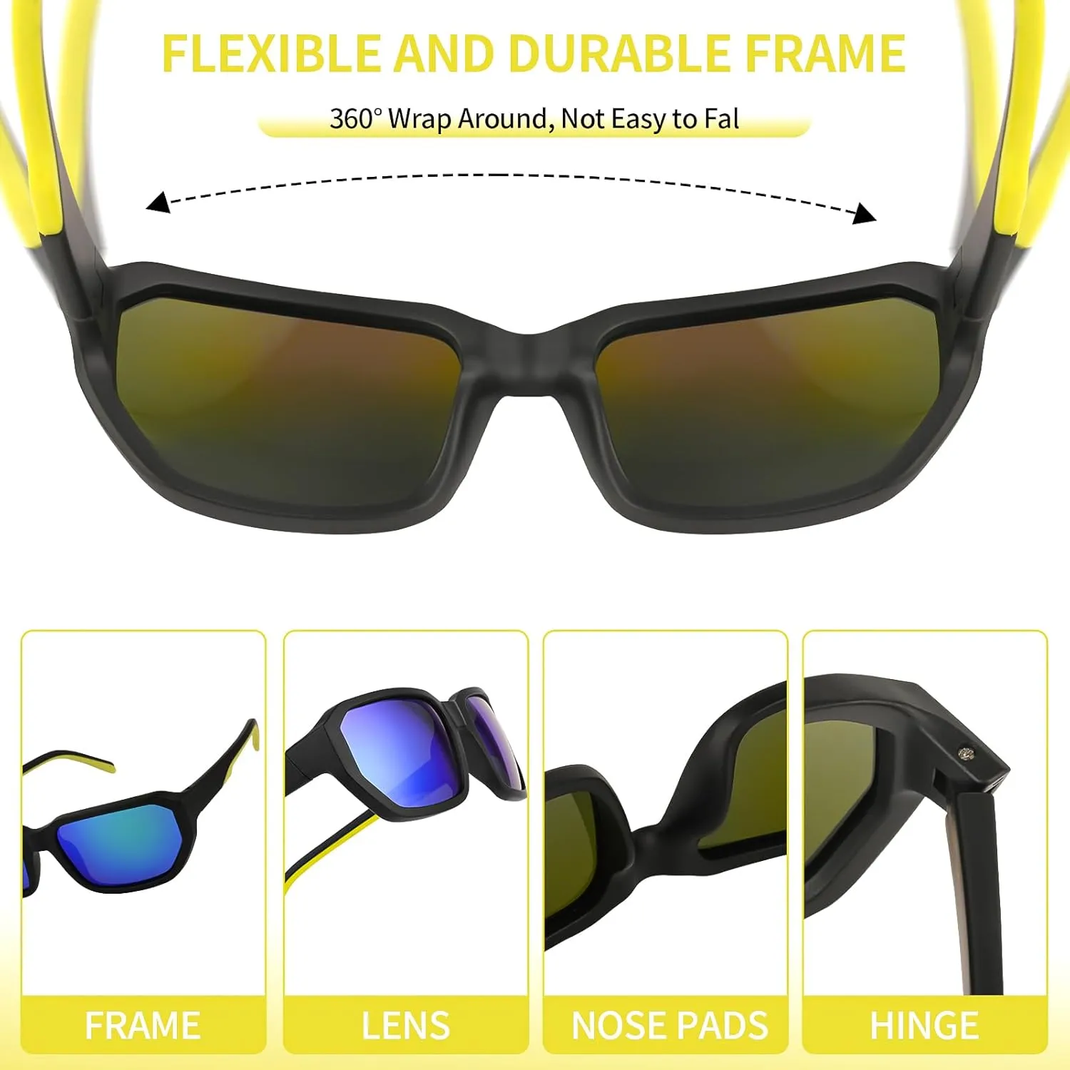 Polarized Wrap Around Sport Sunglasses for Men Women UV400 Baseball Softball Glasses