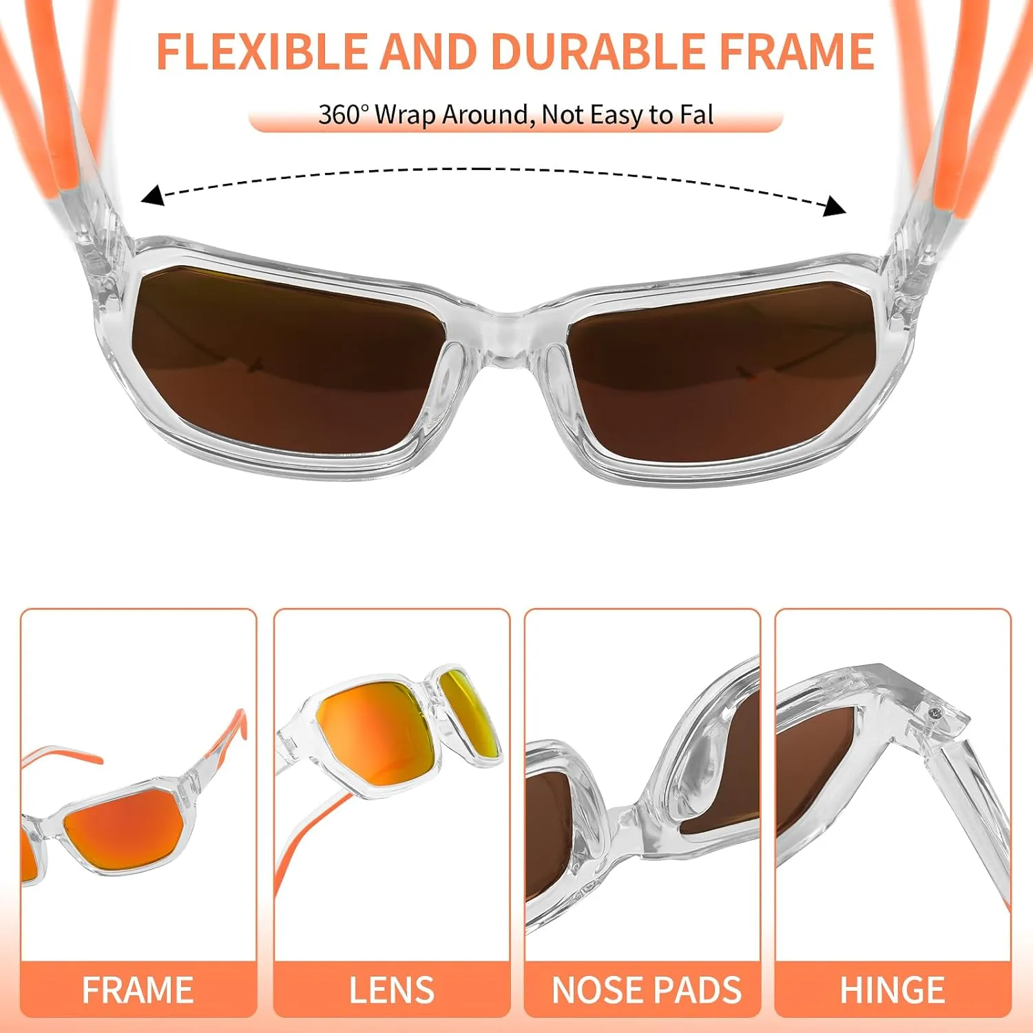 Polarized Wrap Around Sport Sunglasses for Men Women UV400 Baseball Softball Glasses