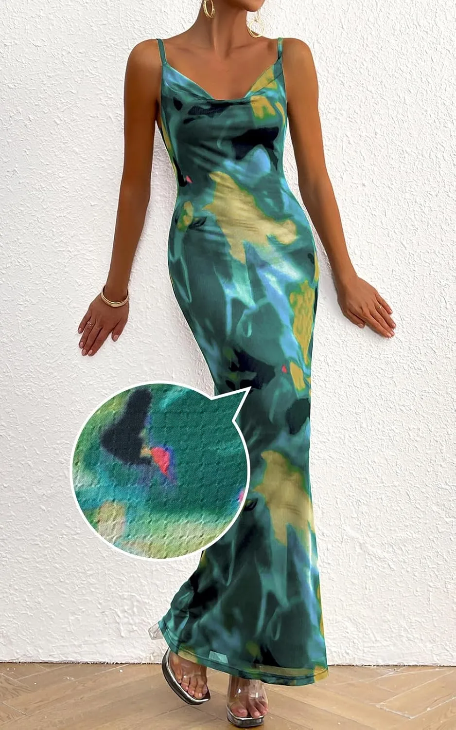 PRETTYGARDEN Women's 2025 Summer Floral Spaghetti Strap Maxi Dress Stretch Sexy Bodycon Dress Backless Slip Long Dresses