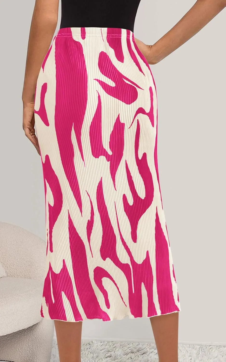 PRETTYGARDEN Women's 2025 Summer High Waist Graphic Print A Line Pleated Long Skirts for Women Trendy Plisse Midi Skirt