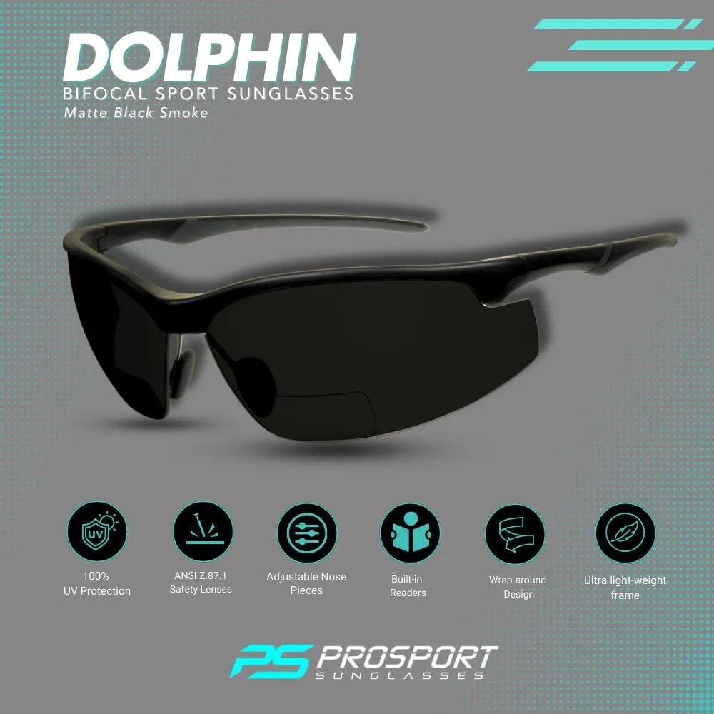 proSPORT Bifocal Sunglass Readers Adjustable Nose Piece ANSI Z87.1 Sport Wrap Cycling Running Golf Fishing Motorcycle