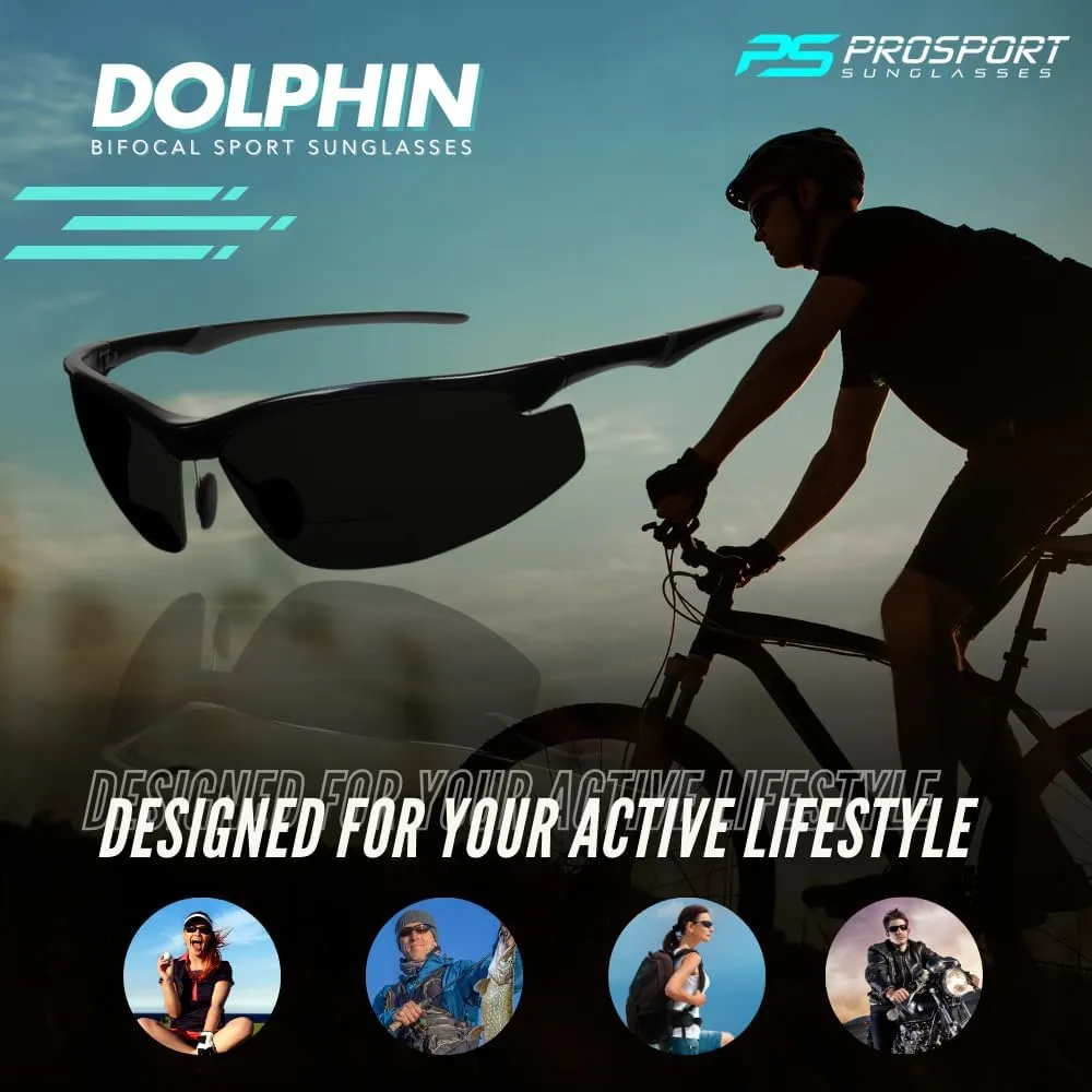 proSPORT Bifocal Sunglass Readers Adjustable Nose Piece ANSI Z87.1 Sport Wrap Cycling Running Golf Fishing Motorcycle