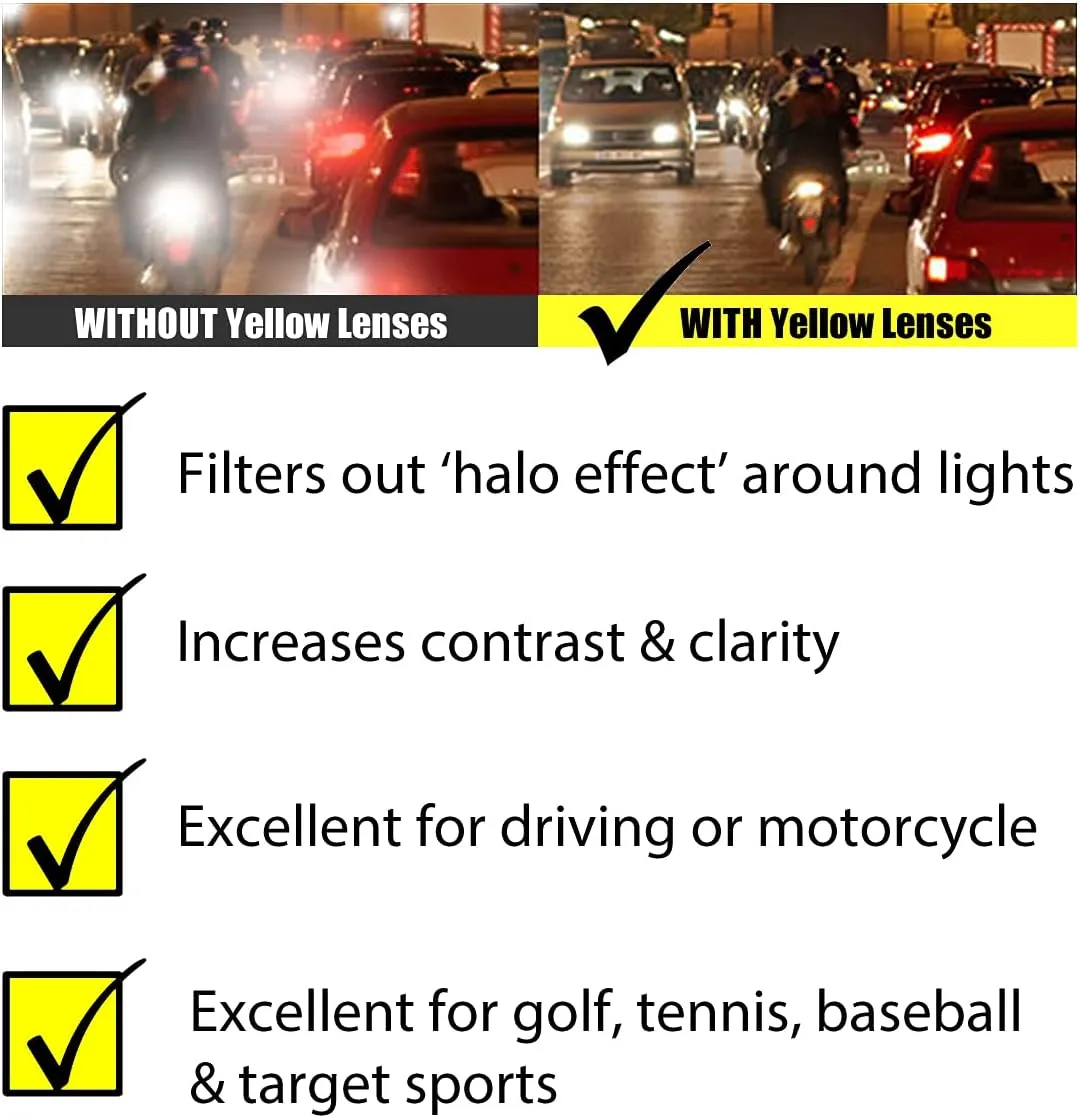 proSPORT Yellow Polarized Sunglass Men Women Sport Night Vision Driving Motorcycle Riding