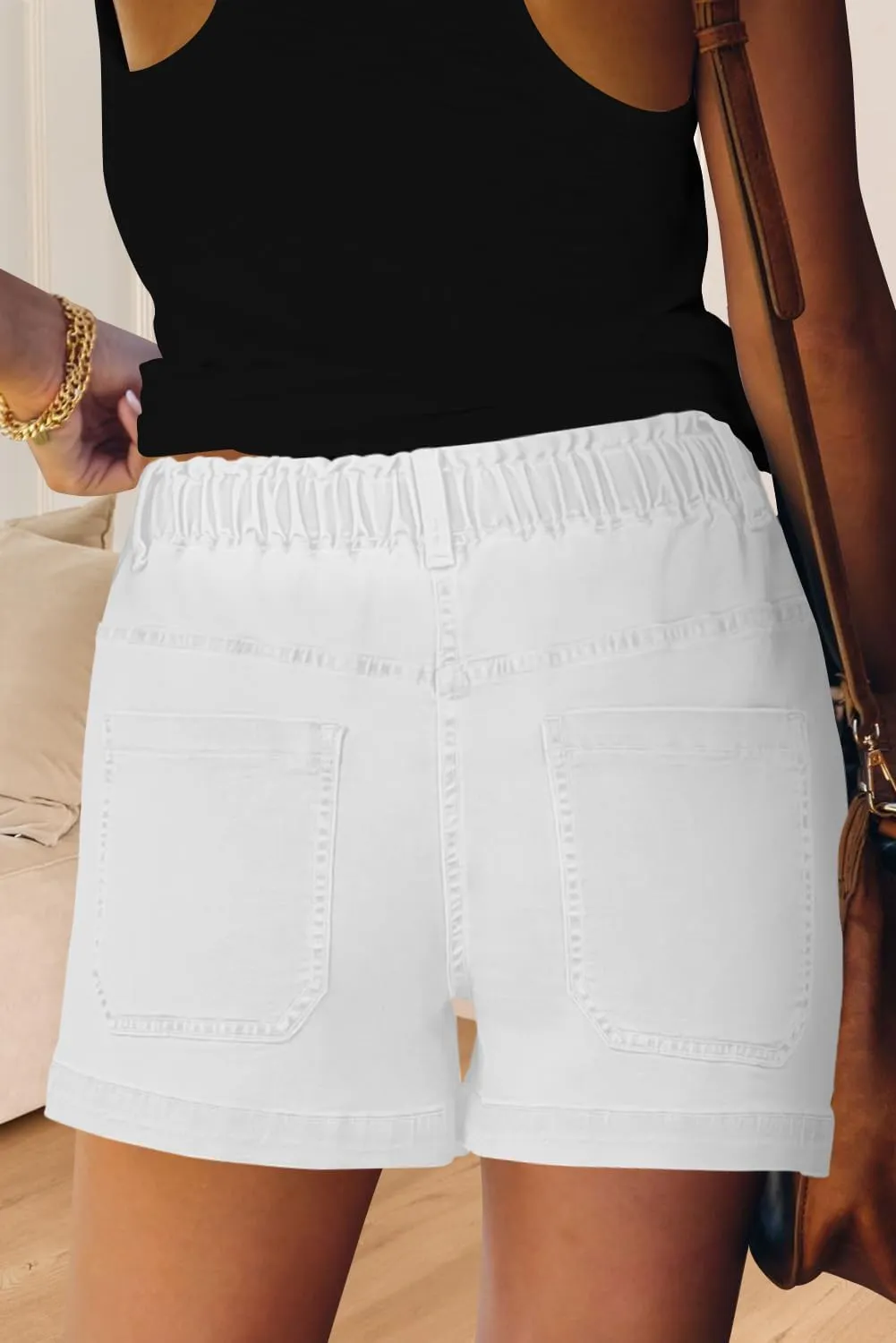 QACOHU Women's 2025 Casual Summer Denim Shorts Mid Waisted Stretchy Ripped Jean Shorts Casual Shorts
