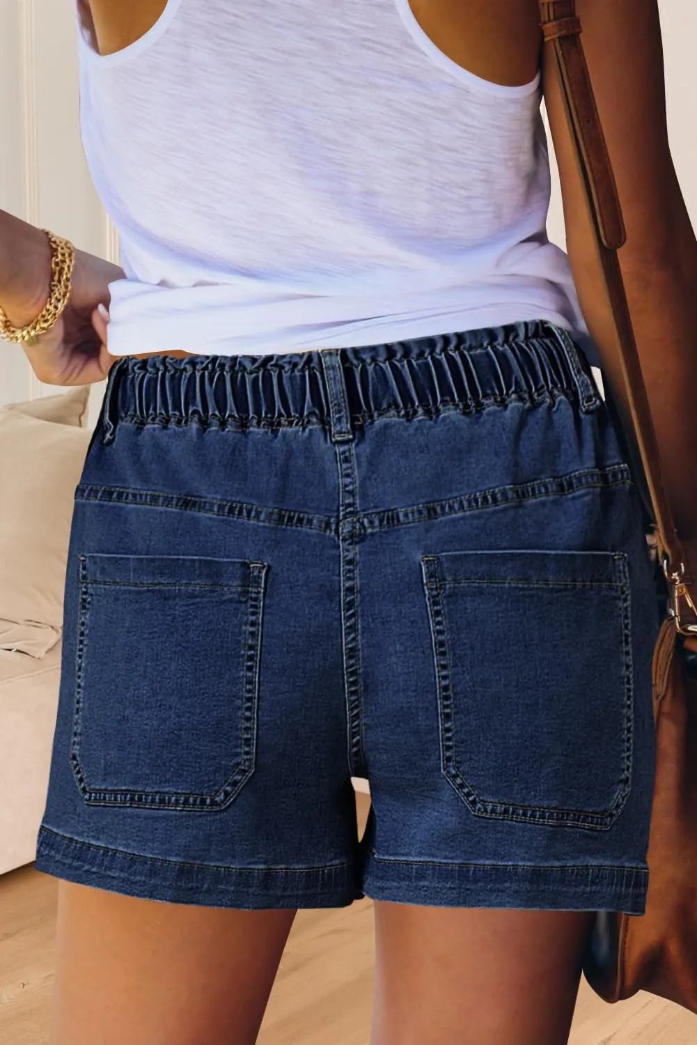 QACOHU Women's 2025 Casual Summer Denim Shorts Mid Waisted Stretchy Ripped Jean Shorts Casual Shorts