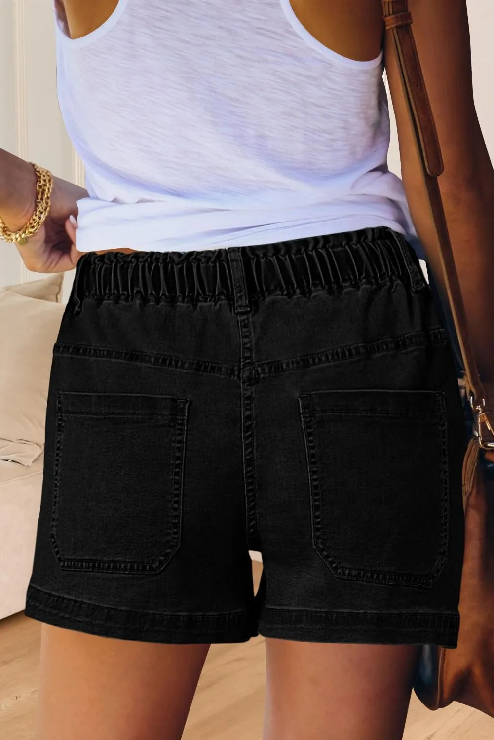 QACOHU Women's 2025 Casual Summer Denim Shorts Mid Waisted Stretchy Ripped Jean Shorts Casual Shorts