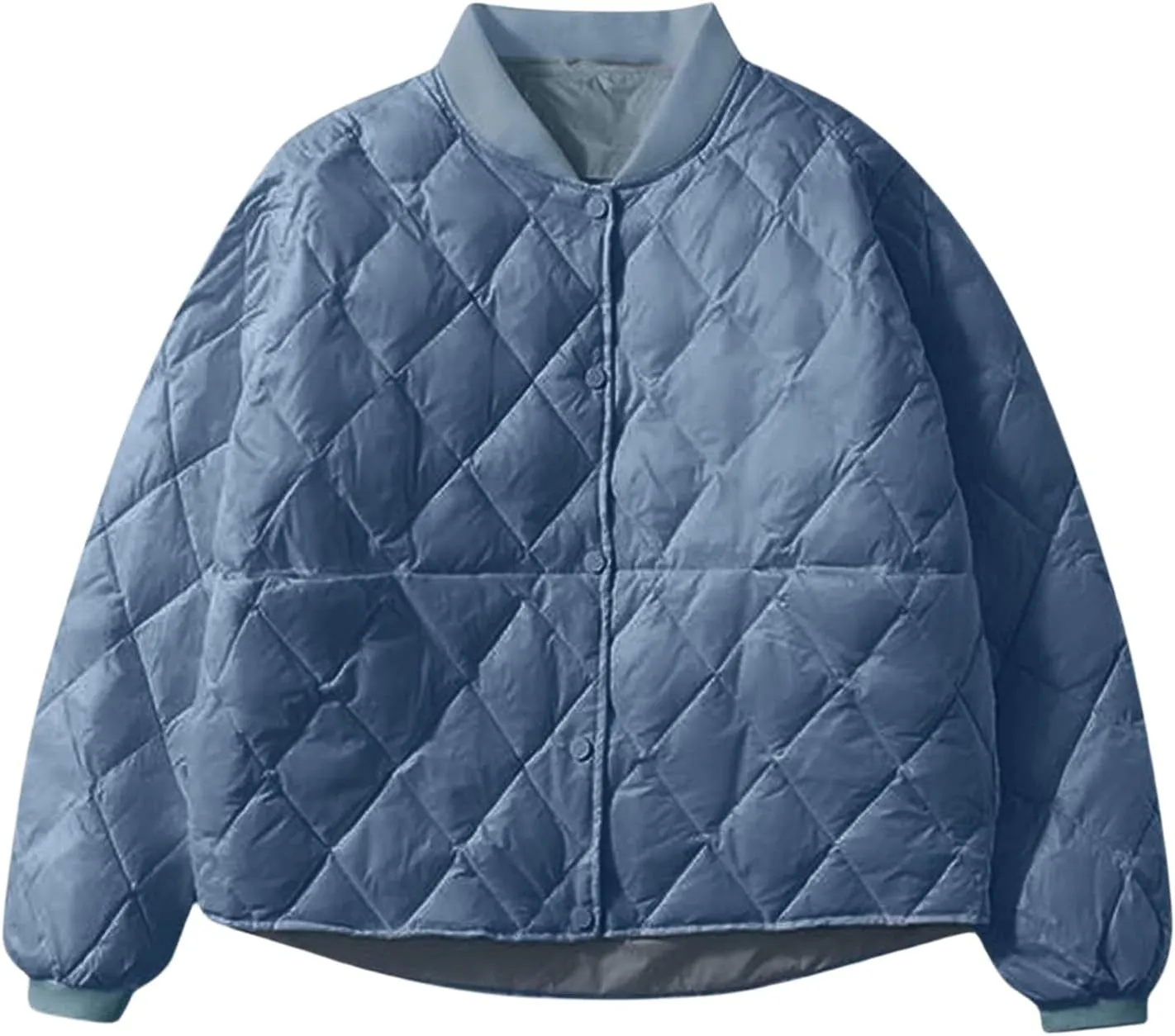 Quilted Jackets for Women Thick Long Sleeve Puffer Jackets Winter Lightweight Down Jacket Casual Zip Up Coat