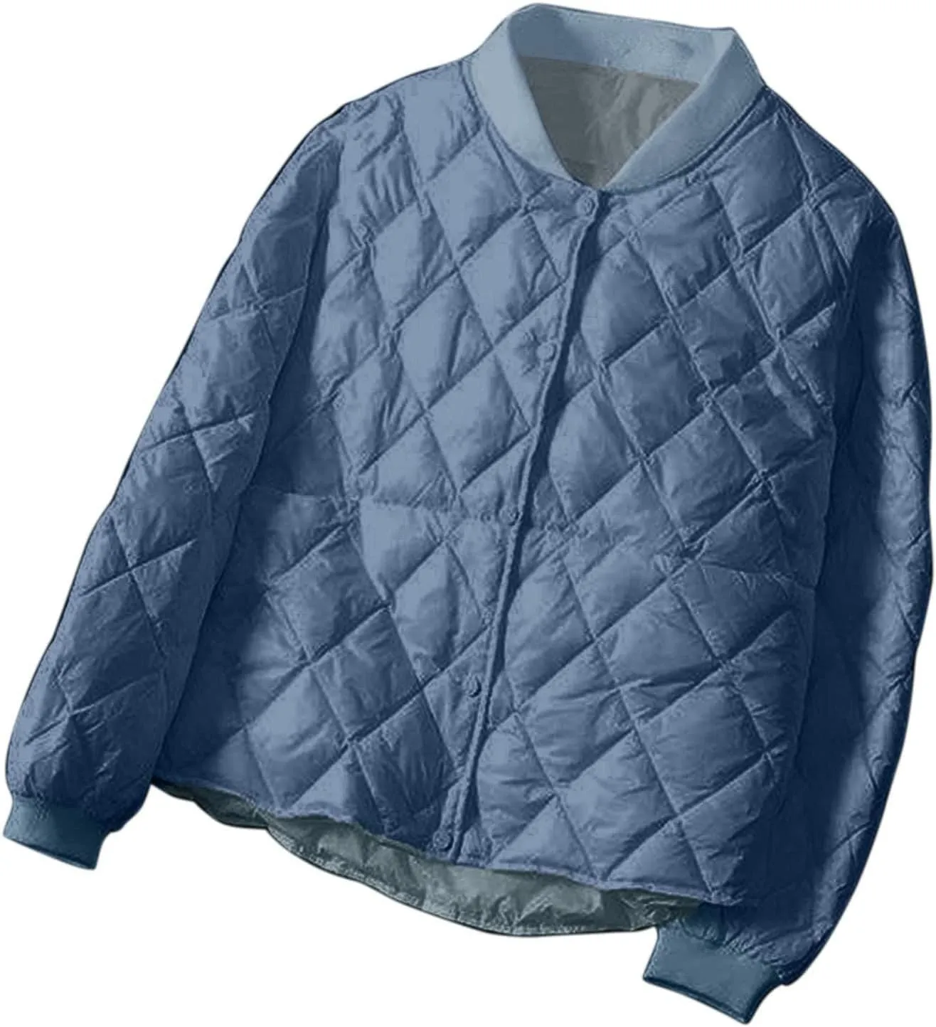 Quilted Jackets for Women Thick Long Sleeve Puffer Jackets Winter Lightweight Down Jacket Casual Zip Up Coat