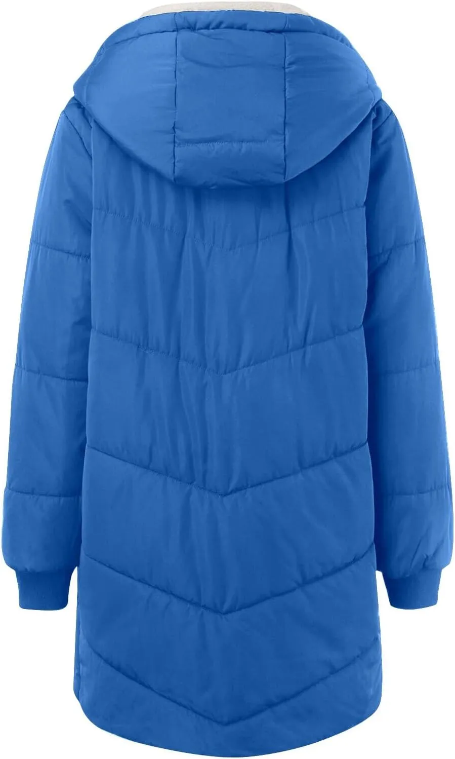 Quilted Puffer Jacket for Women Lined Fleece Coat Loose Fit Long Sleeve Hood Overcoat 2024 Temperament Cardigan Coats
