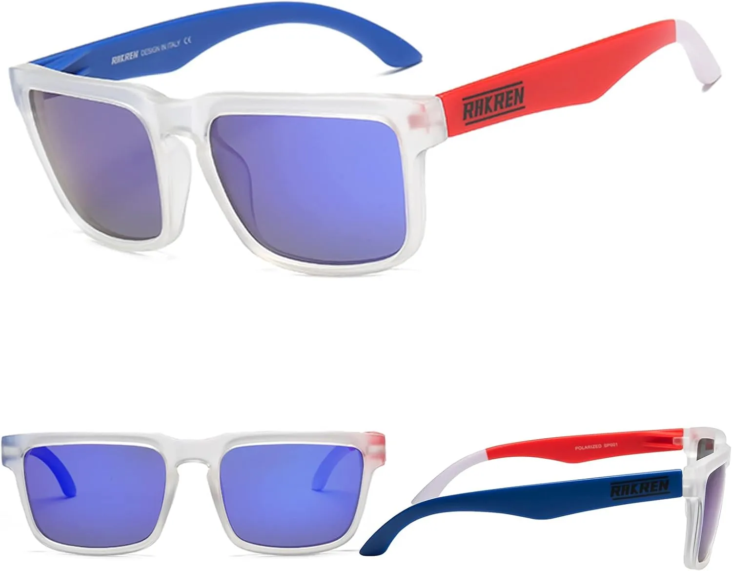 RAKREN Retro Polarized Sunglasses Men Women,Square Sunglasses for Men Driving Sport Shades UV400 Protection