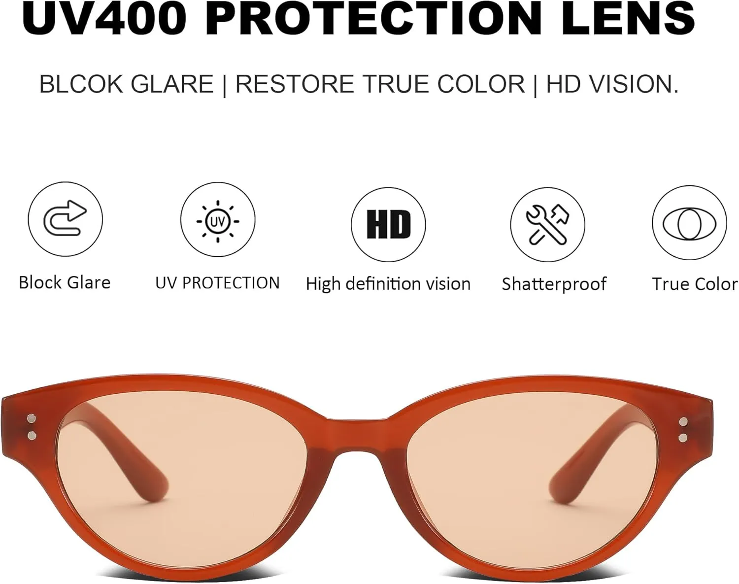 Rerto Cat Eye Sunglasses for Women Trendy 90s Vintage Sun Glasses Classic Shades UV400 Protection