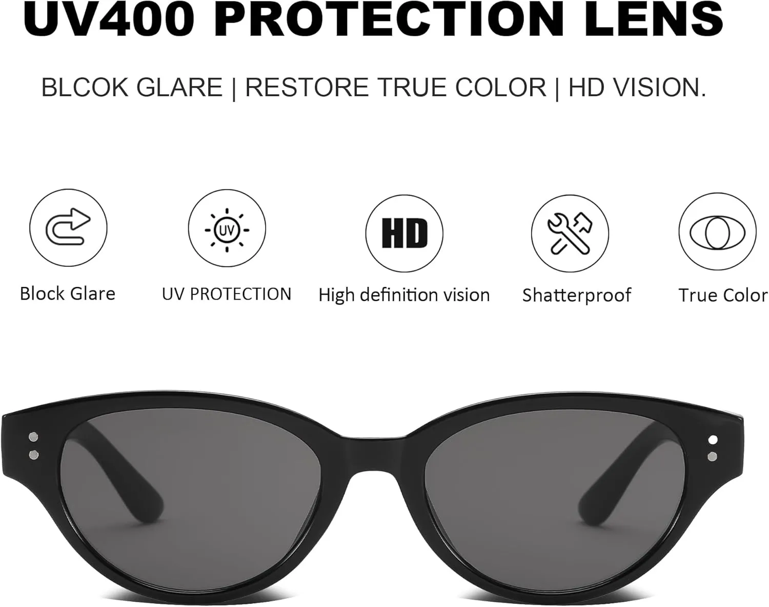 Rerto Cat Eye Sunglasses for Women Trendy 90s Vintage Sun Glasses Classic Shades UV400 Protection