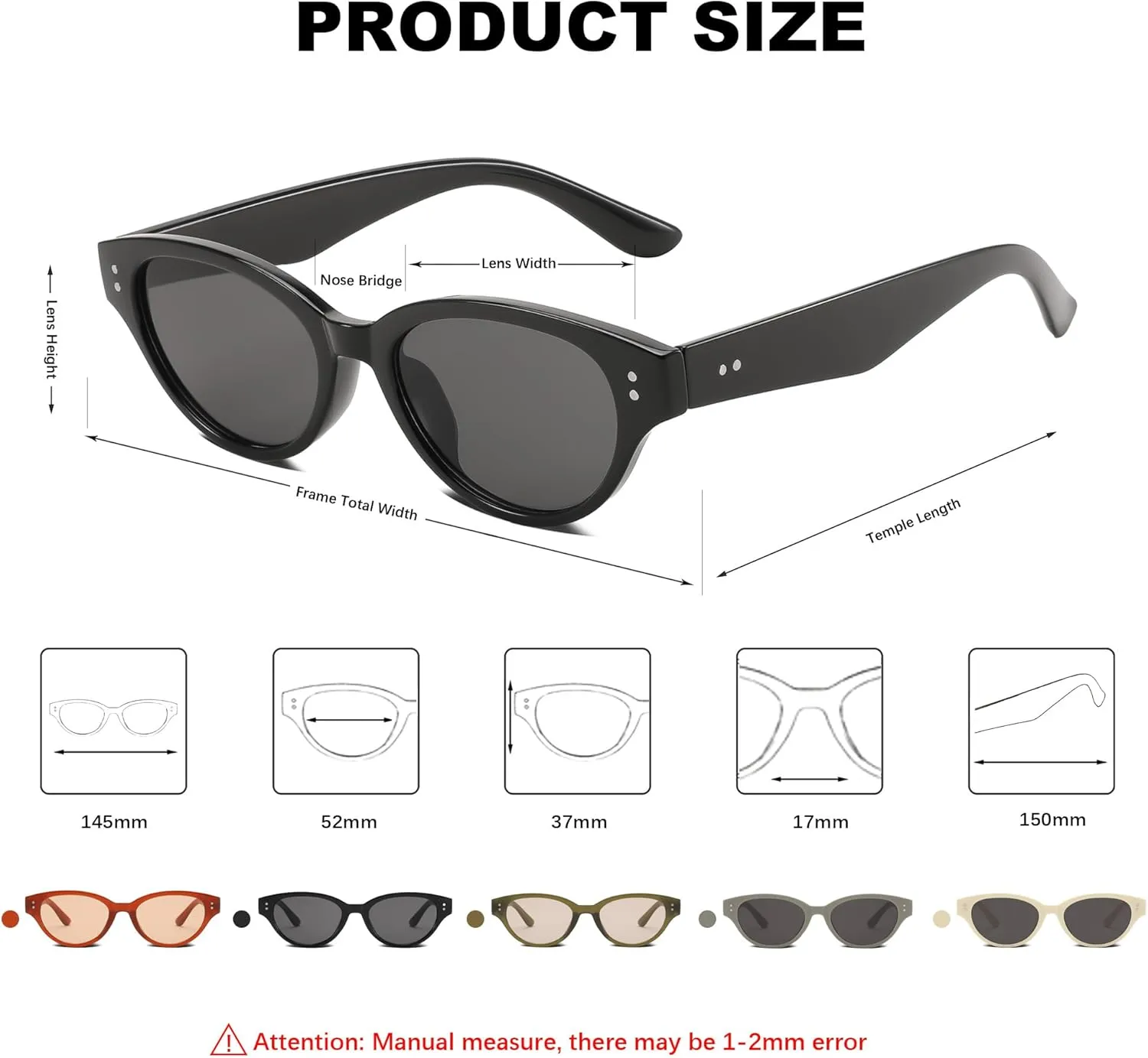 Rerto Cat Eye Sunglasses for Women Trendy 90s Vintage Sun Glasses Classic Shades UV400 Protection