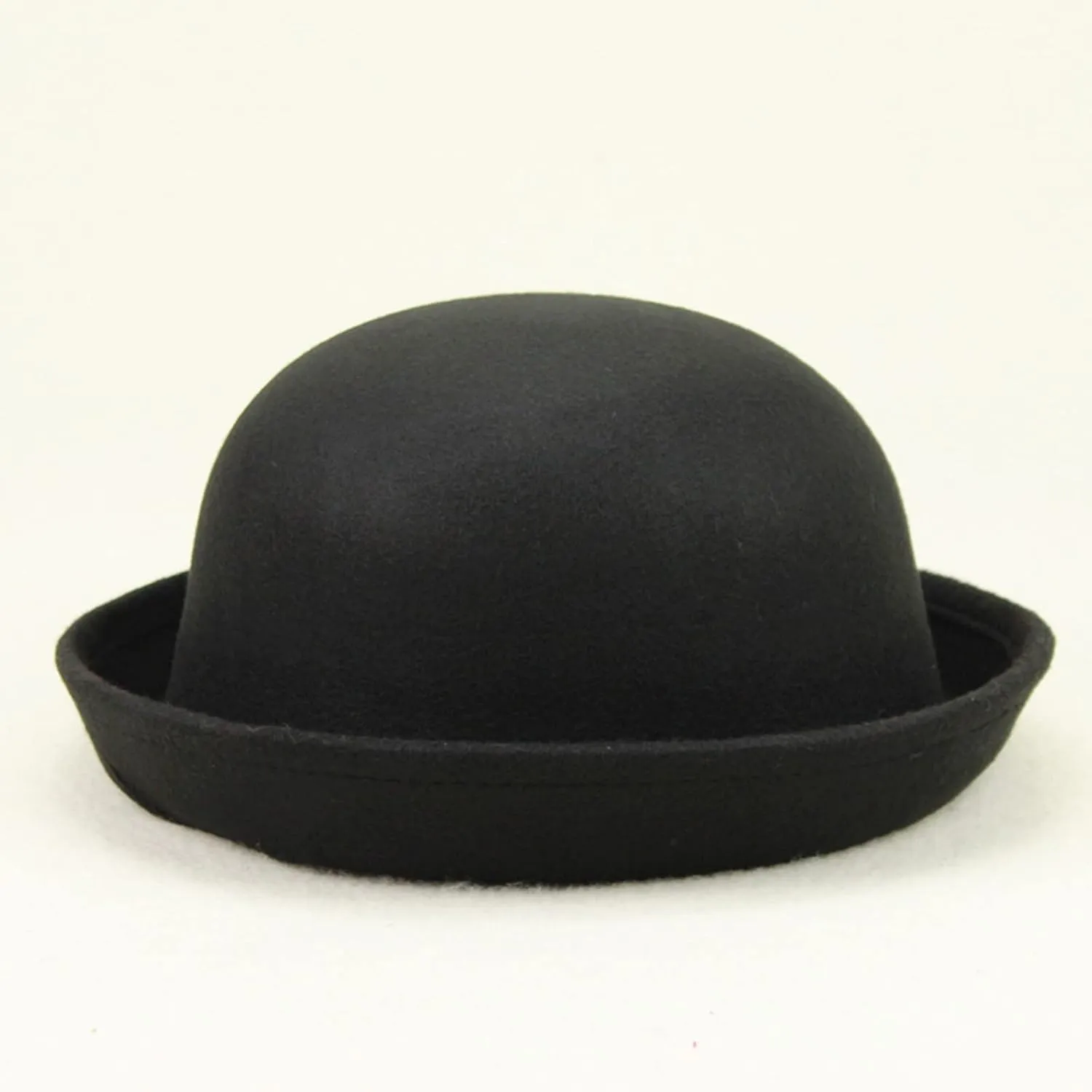Retro Bowler Derby Hats for Women Men Roll Up Brim 1920s Classic Church Party Cloche Hats Flat Top Fleece Fedora Hats