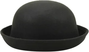 Retro Bowler Derby Hats for Women Men Roll Up Brim 1920s Classic Church Party Cloche Hats Flat Top Fleece Fedora Hats