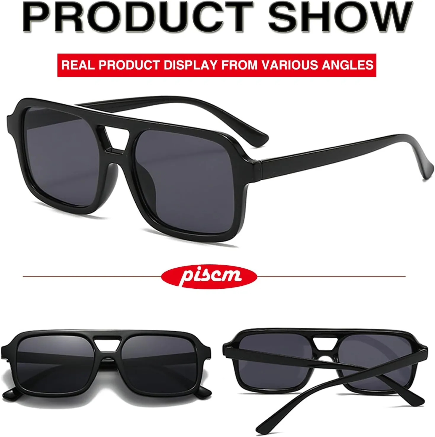 Retro Square Aviator Sunglasses for Women Men 70s Tinted Square Aviator Sun Glasses Trendy Classic Shades