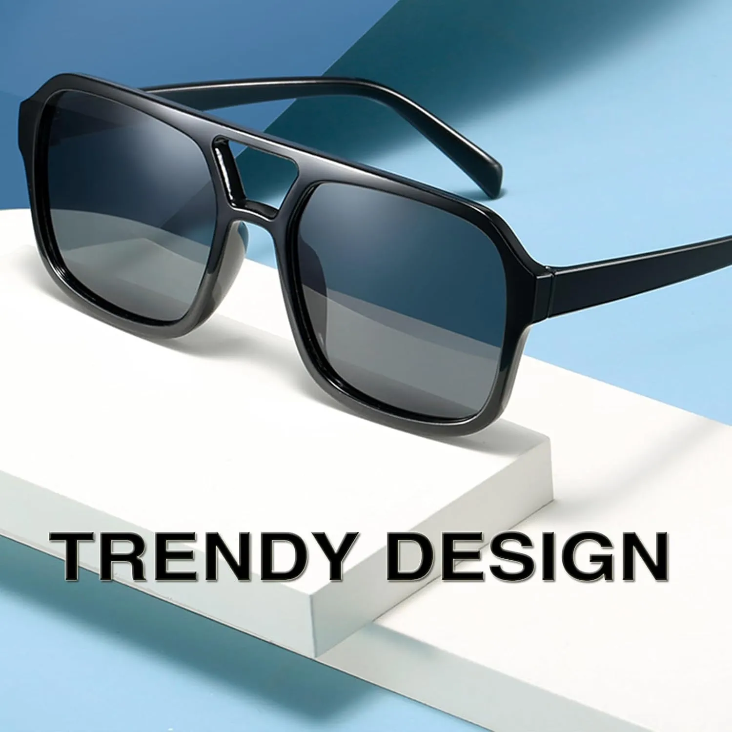 Retro Square Aviator Sunglasses for Women Men 70s Tinted Square Aviator Sun Glasses Trendy Classic Shades