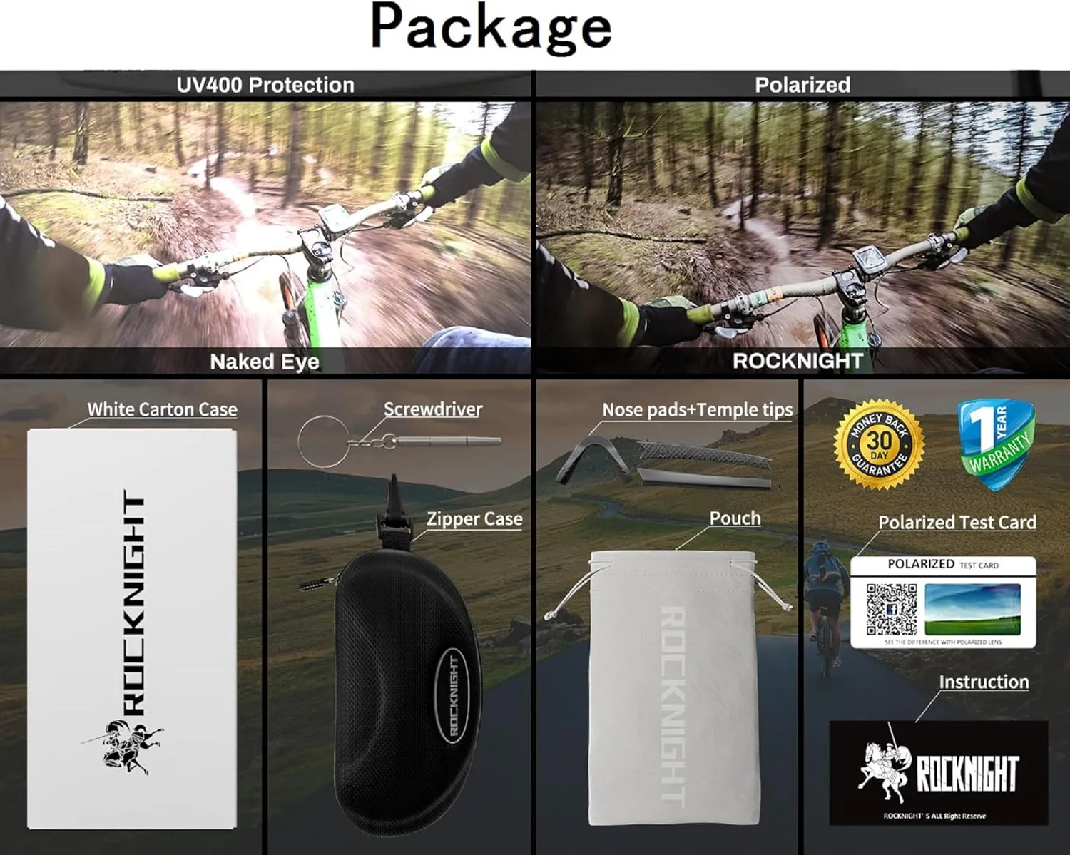 ROCKNIGHT HD Polarized Sports Sunglasses for Cycling, Biking, Baseball & Volleyball Etc- UV Protection, Lightweight & Durable