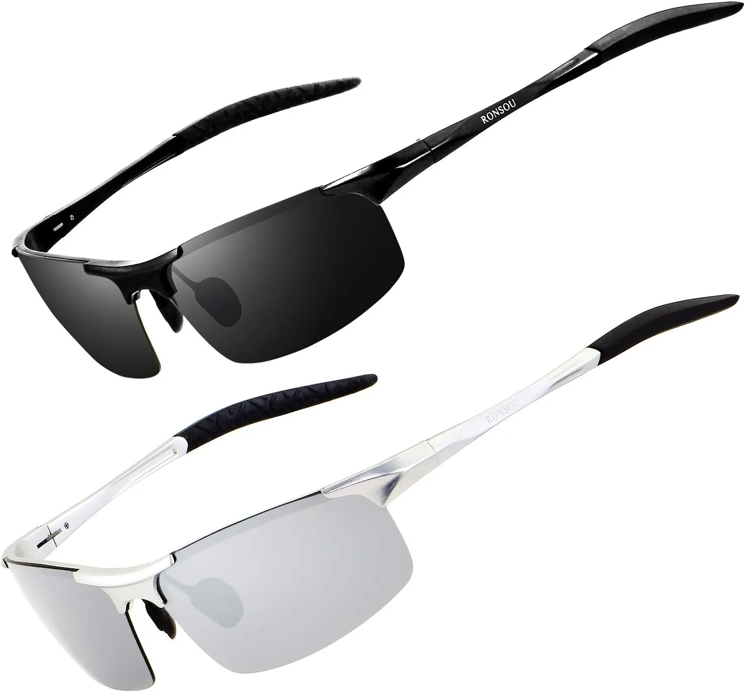 RONSOU Men Sport Al-Mg Polarized Sunglasses Unbreakable for Driving Cycling Fishing Golf