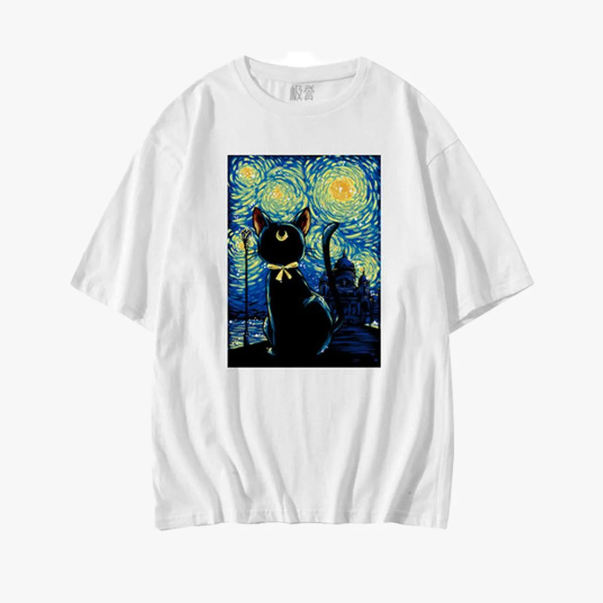 Sailor Luna Cat Van Gogh T-Shirt