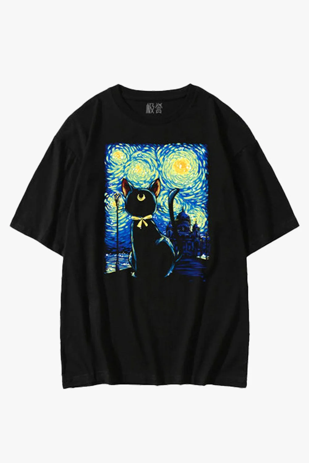 Sailor Luna Cat Van Gogh T-Shirt