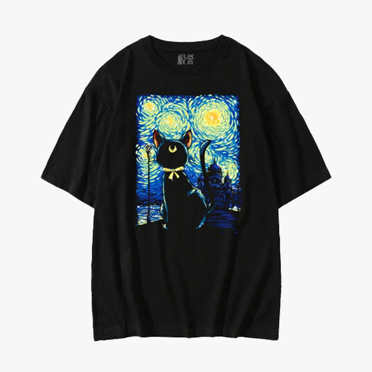 Sailor Luna Cat Van Gogh T-Shirt