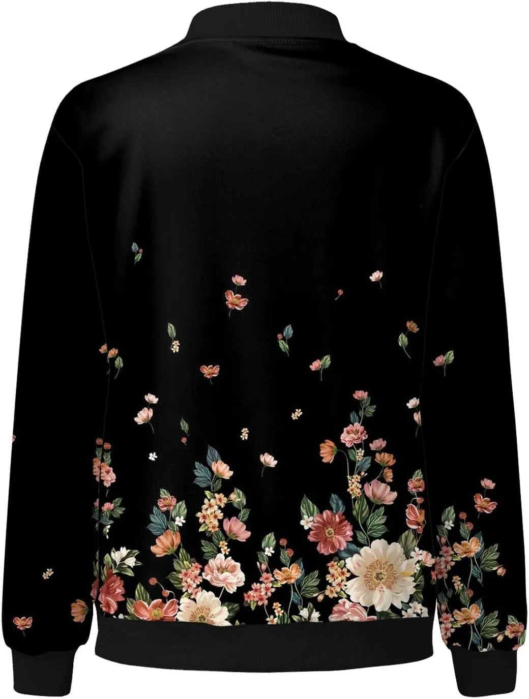 SHAOBGE Womens Casual Daily Jackets Lightweight Zip Up Casual Jacket Floral Print Coat Stand Collar Short Women's Utility
