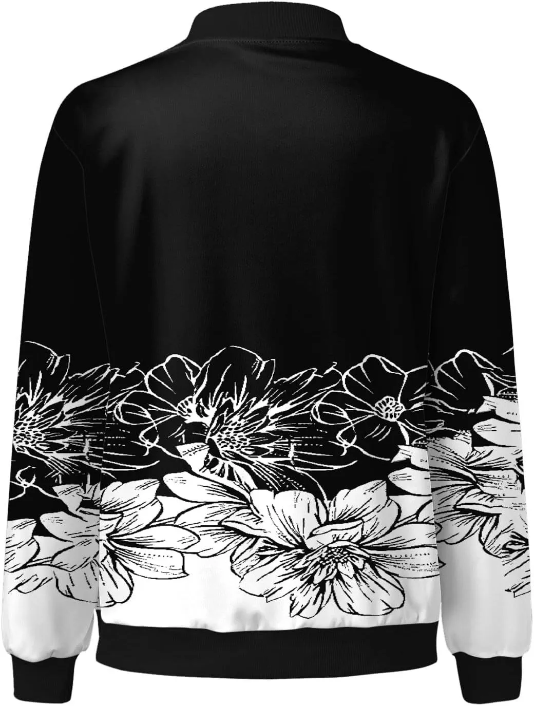 SHAOBGE Womens Casual Daily Jackets Lightweight Zip Up Casual Jacket Floral Print Coat Stand Collar Short Women's Utility