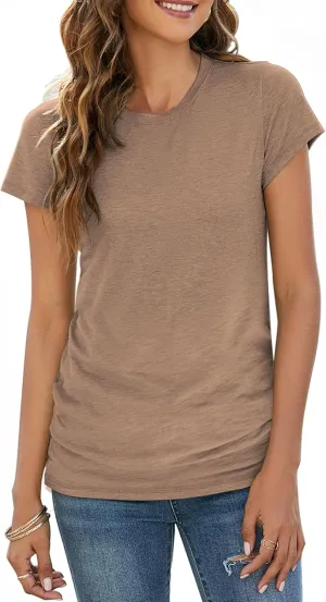 Sherosa Womens T Shirts Short Sleeve Crew Neck Shirts Basic Tee Tops Blouse