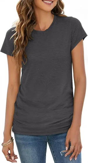 Sherosa Womens T Shirts Short Sleeve Crew Neck Shirts Basic Tee Tops Blouse