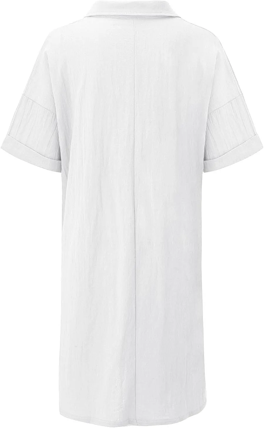 Shirt Dresses for Women Button Down Dress Short Sleeve Collared Business Casual Shift Loose Dresses with Pockets