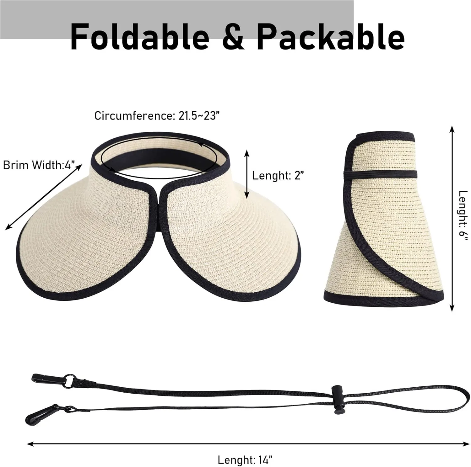 Simplicity Women's Summer Foldable Wide Brim Beach Hats Straw Sun Visor Hats