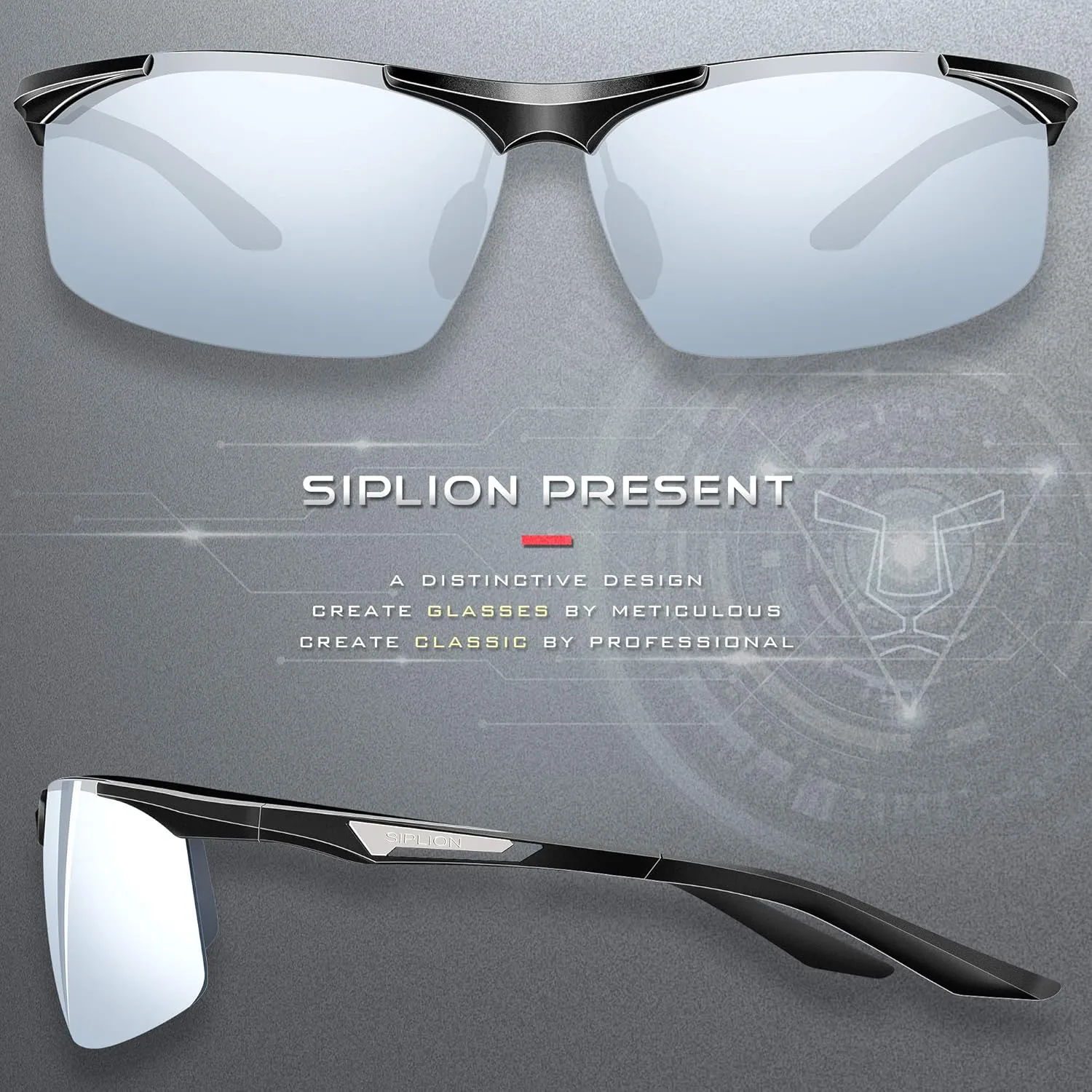 SIPLION Men's Sunglasses Polarized Sport Glasses for golf fishing driving Metal Frame Sun glasses