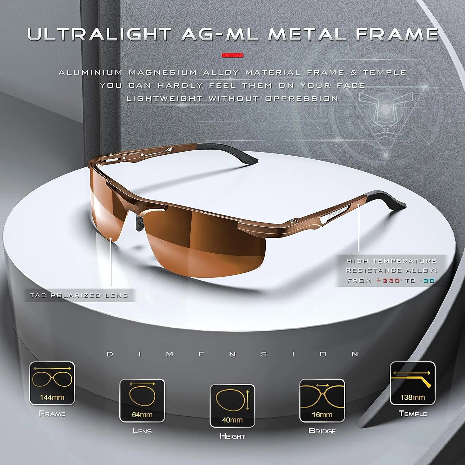 SIPLION Men's Sunglasses Polarized Sport Glasses for golf fishing driving Metal Frame Sun glasses