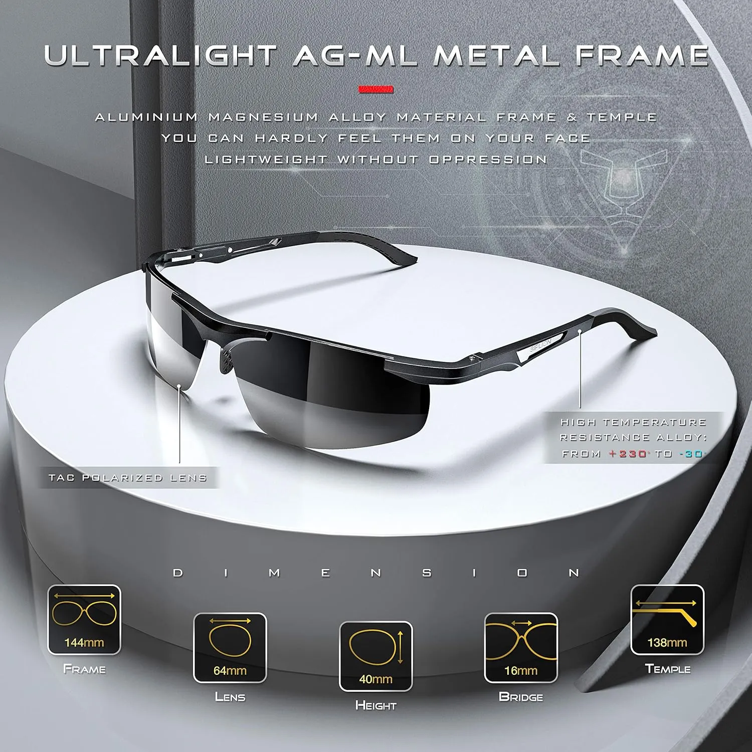 SIPLION Men's Sunglasses Polarized Sport Glasses for golf fishing driving Metal Frame Sun glasses