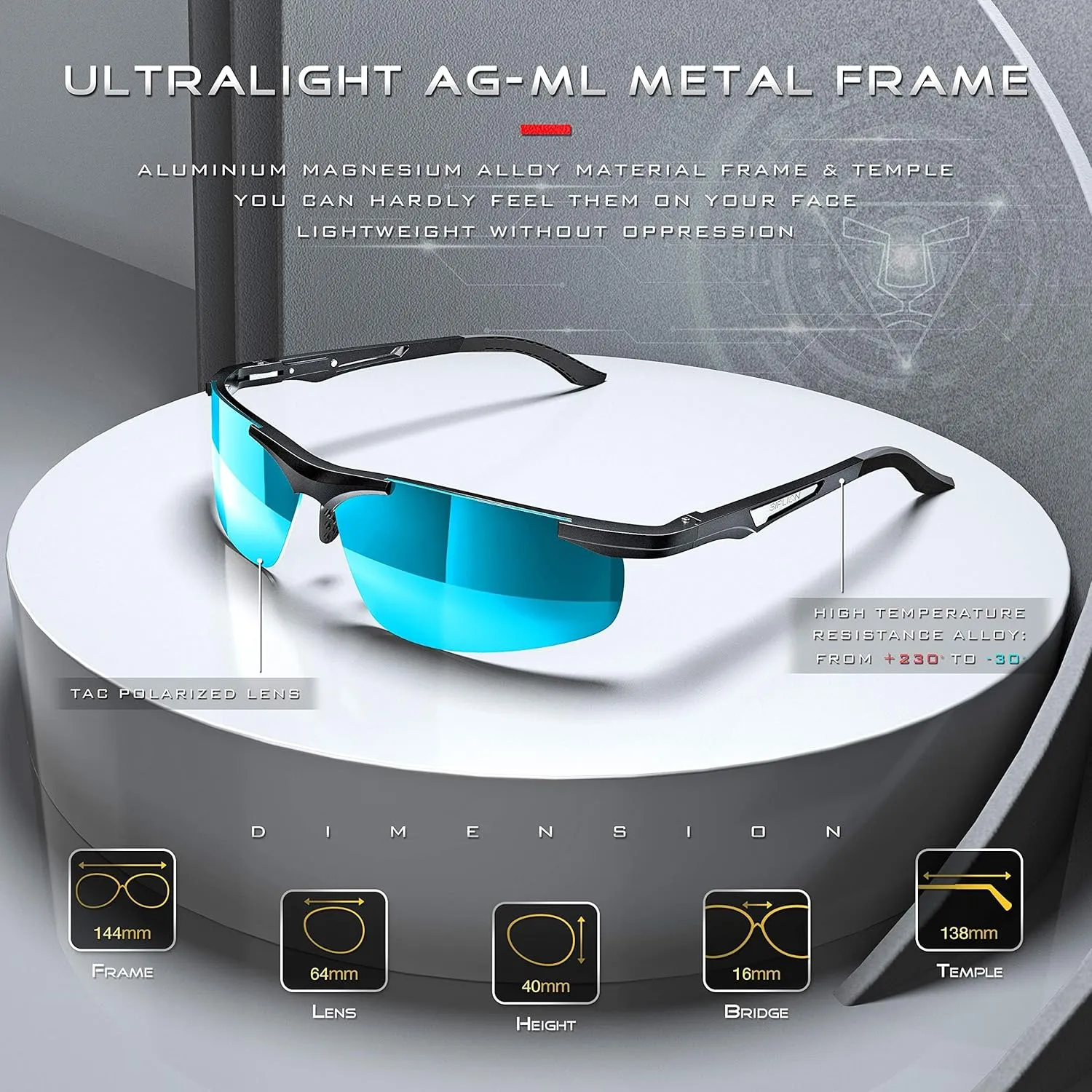 SIPLION Men's Sunglasses Polarized Sport Glasses for golf fishing driving Metal Frame Sun glasses