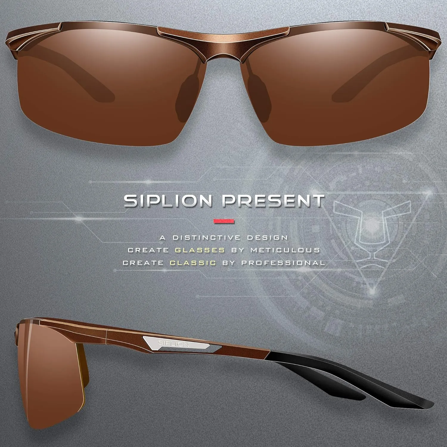 SIPLION Men's Sunglasses Polarized Sport Glasses for golf fishing driving Metal Frame Sun glasses