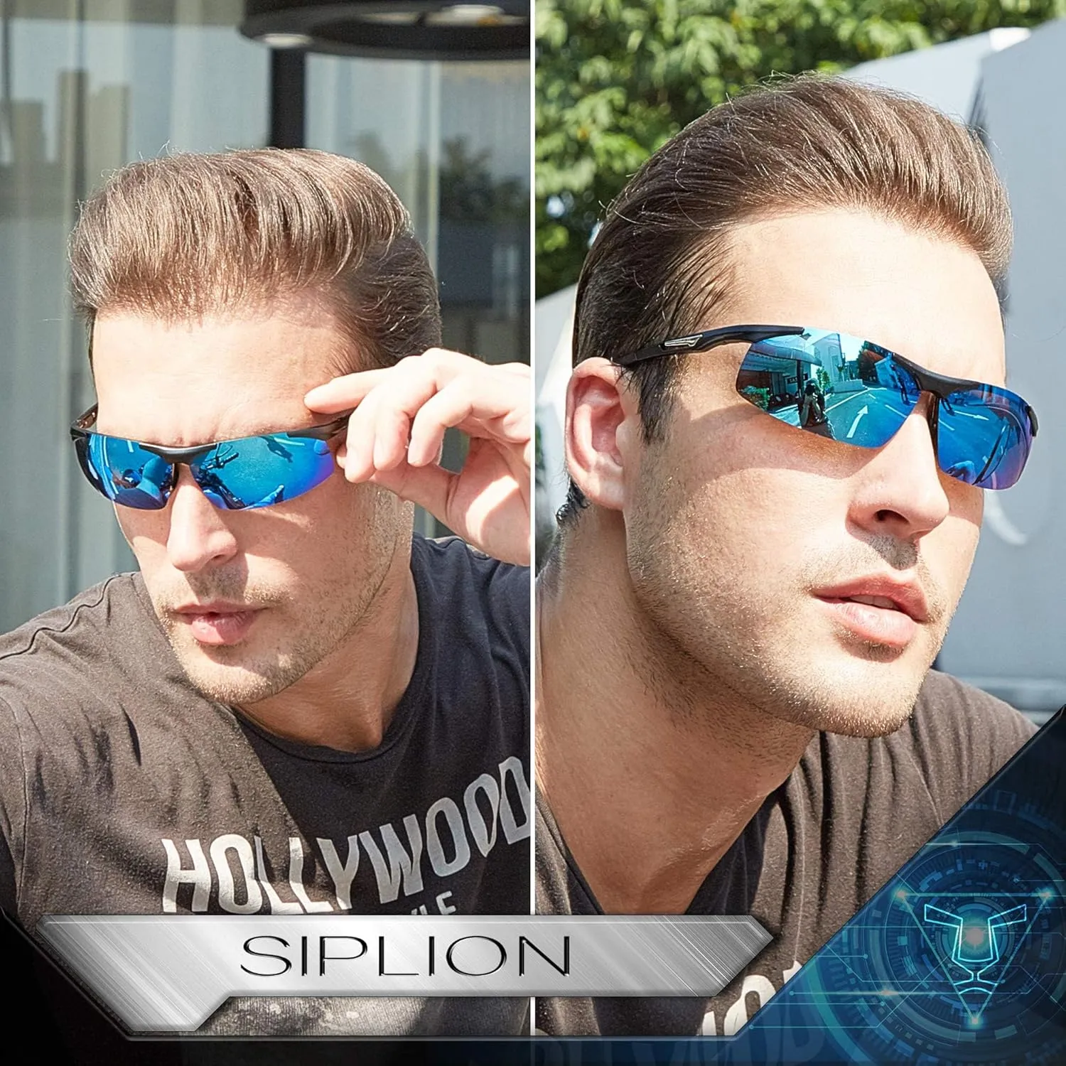 SIPLION Men's Sunglasses Polarized Sport Glasses for golf fishing driving Metal Frame Sun glasses
