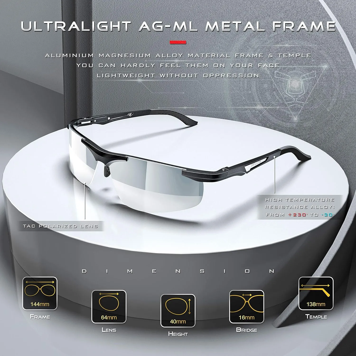 SIPLION Men's Sunglasses Polarized Sport Glasses for golf fishing driving Metal Frame Sun glasses